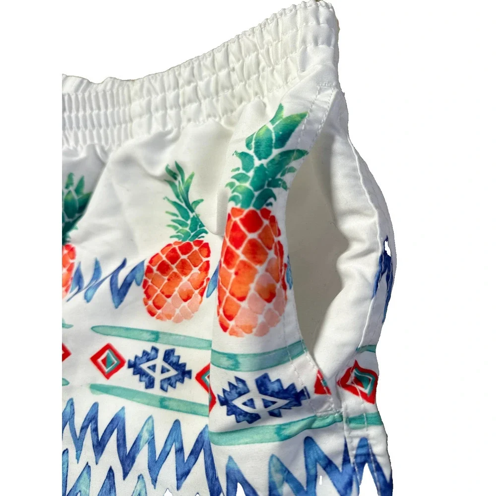 Chubbies Pineapple Swim Trunks XXL White Tropical Elastic Waist Lined Shorts